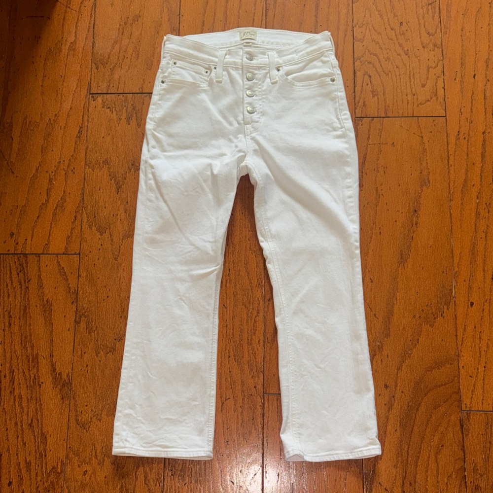 Cute, perfect 26P J.Crew Billie Demi boot crop white jeans